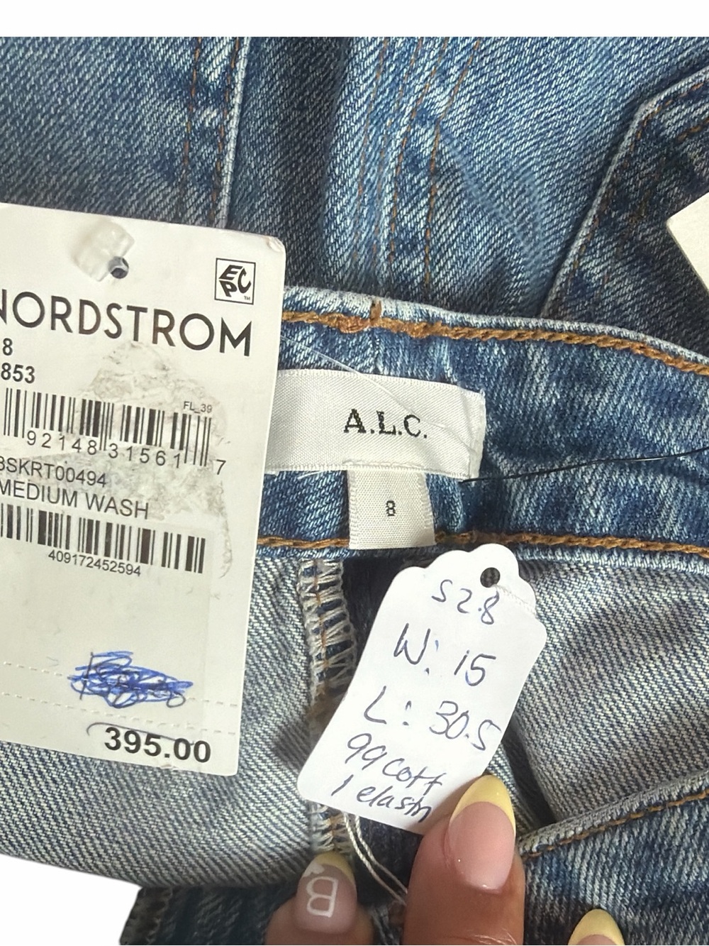 A.L.C. Medium Wash Denim Alden Skirt in Blue size 8 - Picture 5 of 10